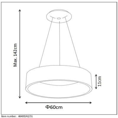 TALOWE LED - Lampa wisząca - Ø 60 cm - LED Dim. - 1x39W 3000K - White 46400/42/31 Lucide